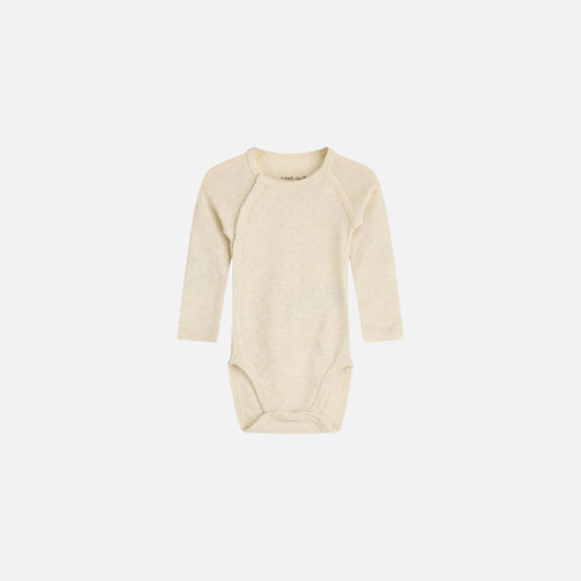 Body Billi din lana merinos si matase, Natur/Pointelle
