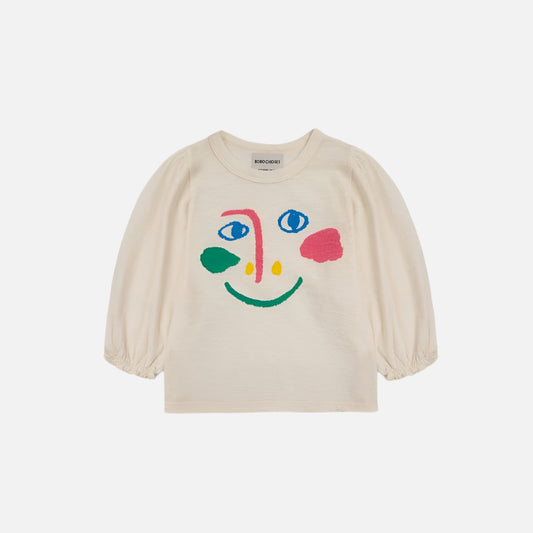 Tricou copii din bumbac organic, Alb/Zambet