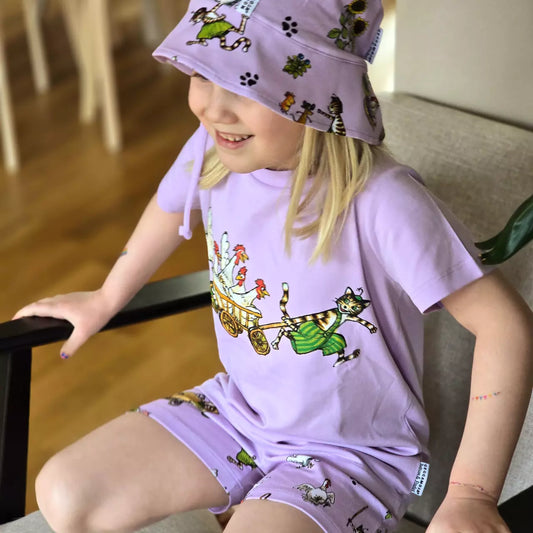 Set de vara tricou si pantaloni scurti Pettson si Findus bumbac organic Geggamoja