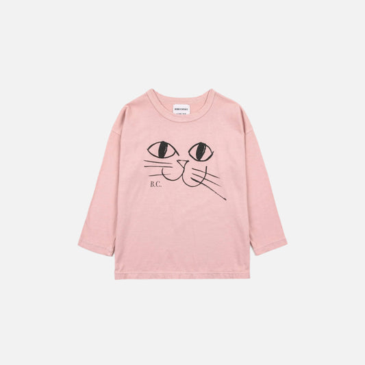 Bluza din bumbac organic, Roz/Pisica