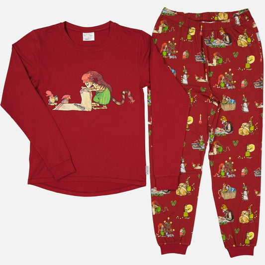 pijama-adulti-bumbac-organic-craciun-pettson-findus-galbenus