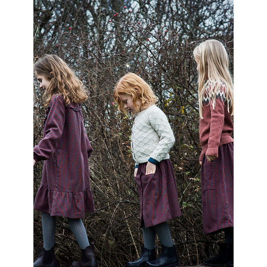 Fusta carouri Serendipity Organics din jerseu de bumbac organic periat, Checks