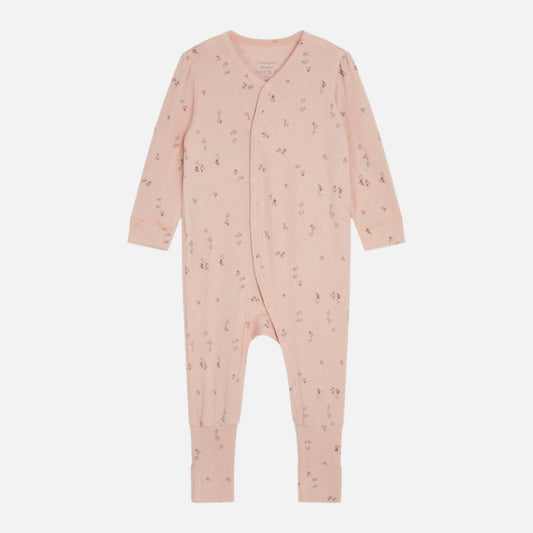 Salopeta Mollie din bambus si bumbac, Roz/Flori