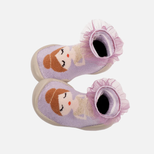Papuci tip soseta din bumbac - Balerina cu tulle