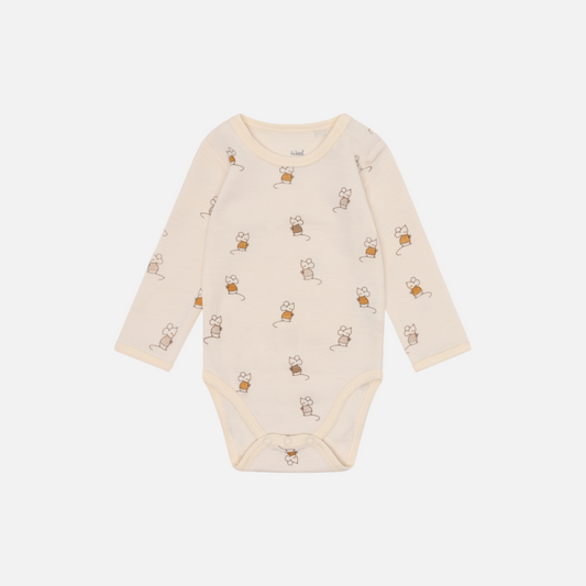 Body Bo din lana merinos, Bej/Soricel