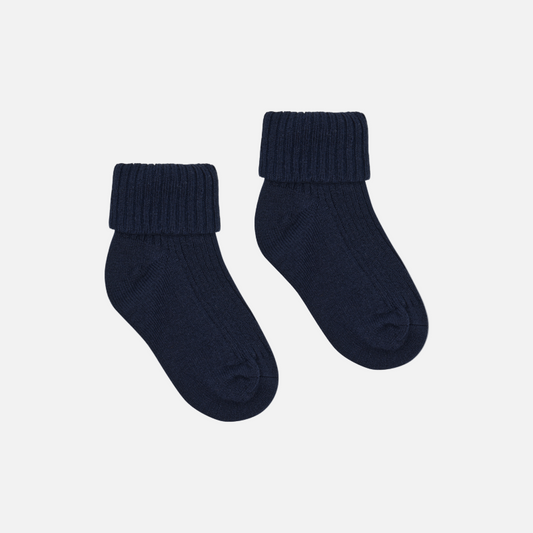 Set sosete din lana merinos și bambus pentru copii si adulti, Flosi Albastru inchis