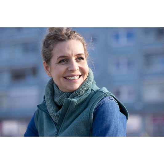 Esarfa circulara pentru adulti din lana merinos organica - Eucalipt/jad