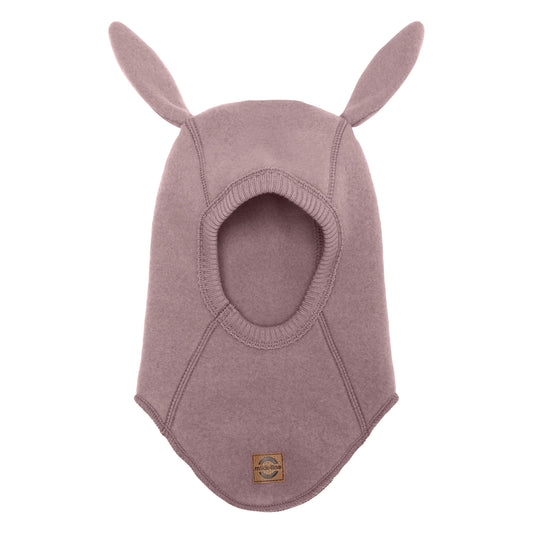 Cagula cu urechi iepuras Mikk-Line din lana fleece organica, Mov deschis