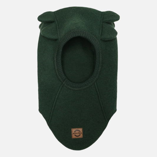 Cagula cu urechi Mikk-Line din lana fleece organica, Verde/Croco