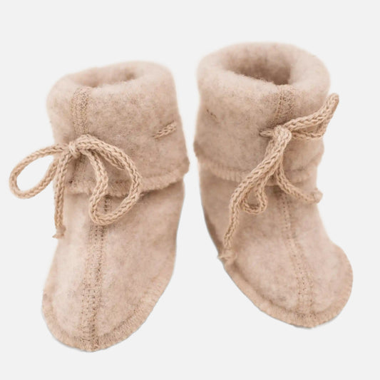 Botosei bebelusi Engel din lana fleece merinos 100% organica, Nisipiu