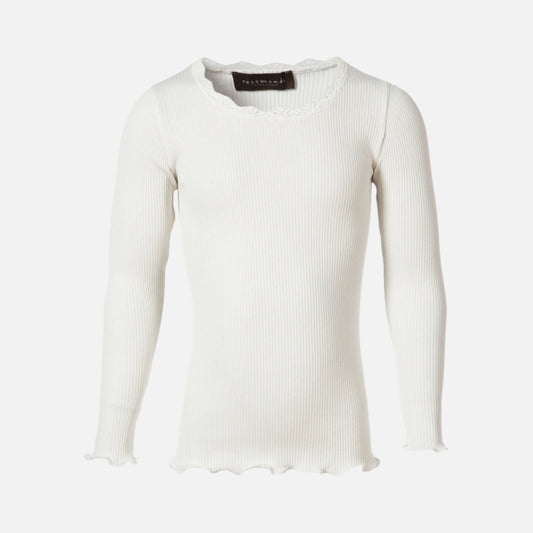 Bluza fete Rosemunde cu dantela din matase și bumbac organic, New White