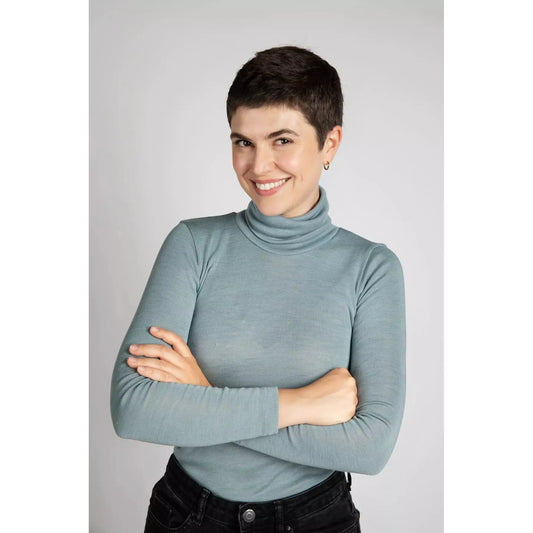 Helanca din lana merinos organica și matase naturala, Bleu