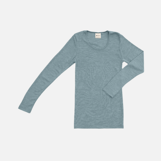 Bluza dama Engel din lana merinos organica si matase, Albastru deschis