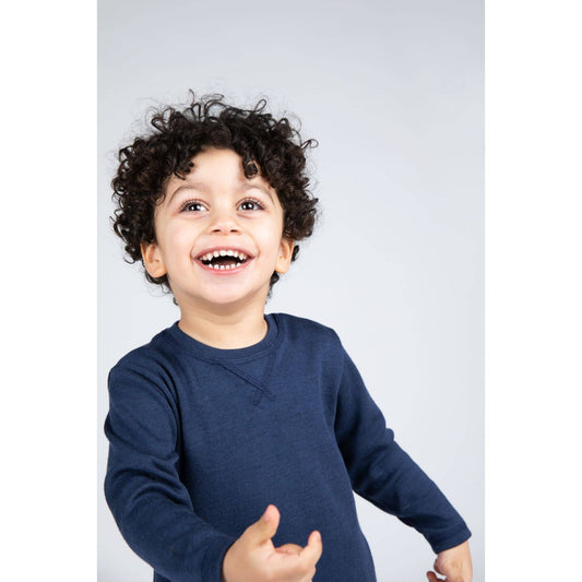 Bluza groasa pentru copii din lana si matase, Albastru marin