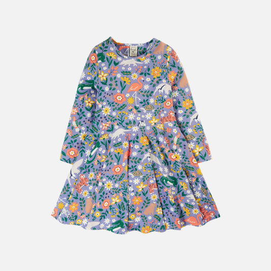 Rochie Sofia Skater din bumbac organic, Mov/Prietenii padurii