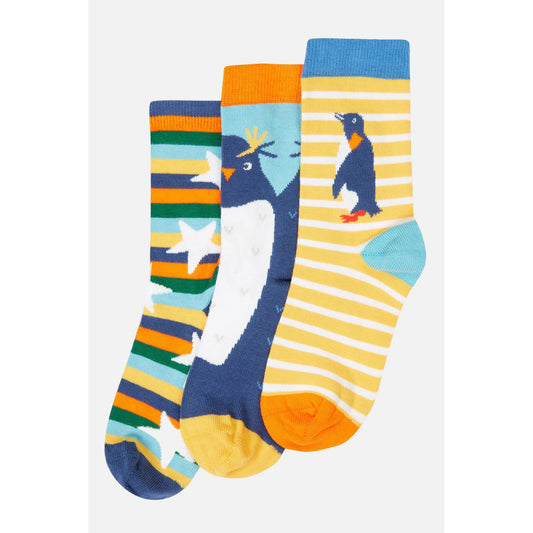 Set 3 perechi sosete din bumbac organic, Pinguin