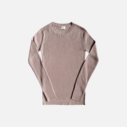 Pulover Mabli Knits Magnus din lana merinos extrafina rib pentru femei, Mink