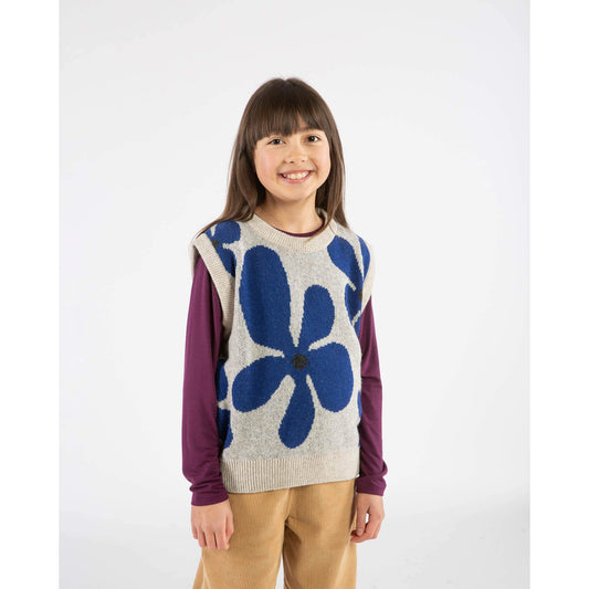 Vesta copii din lana si bumbac, Floare