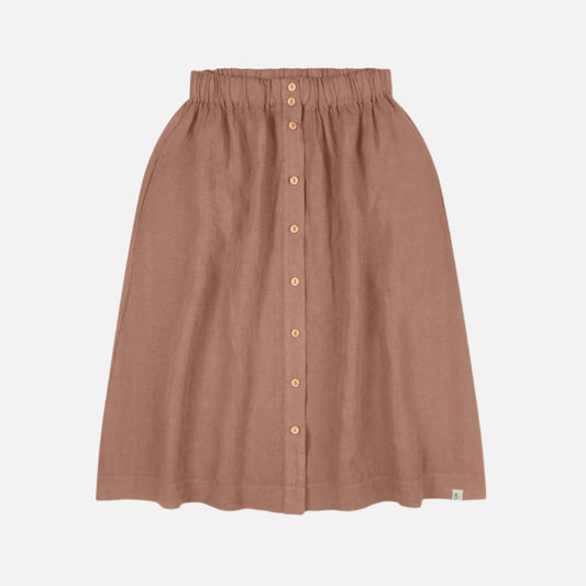 Fusta midi dama Matona din in organic, Roz