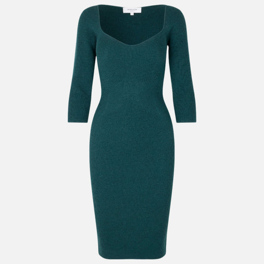 Rochie Rosemunde din lana merinos fina, Dark teal melange