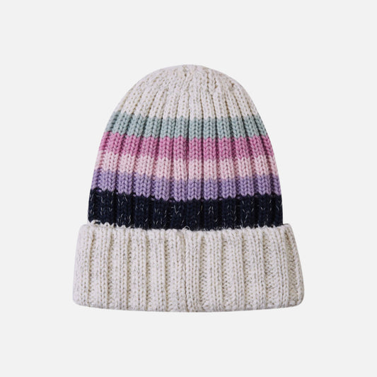 Caciula Vilke din lana merinos - Alb/Dungi