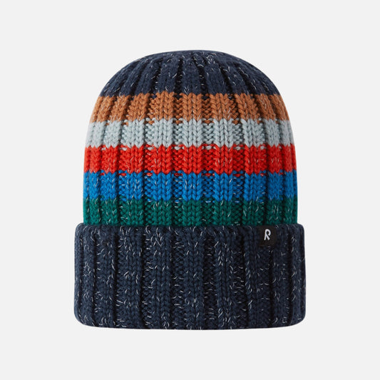 Caciula Vilke din lana merinos - Albastru/Dungi