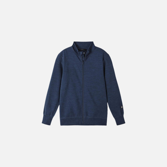 Hanorac cu fermoar Mahin din lana merinos, Navy