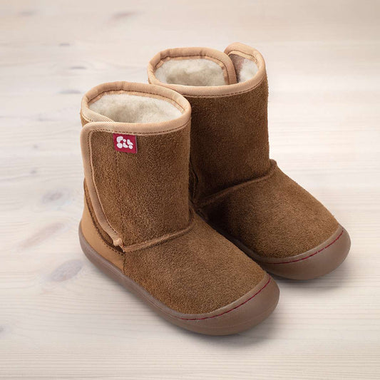 pololo-mini-cizme din piele cu interior din lana-toledo-braun-frontal