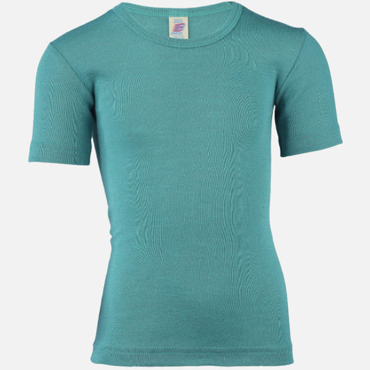 Tricou din lana si matase, Albastru Gheata