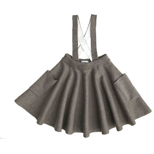 Fusta tricotata clos pentru copii din lana merinos extrafina, Maro