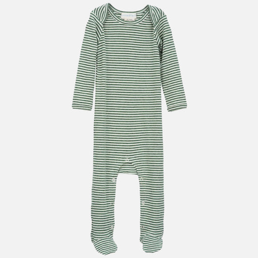 Galbenus Serendipity pijama intreaga bebelusi bumbac organic dungi olive melange