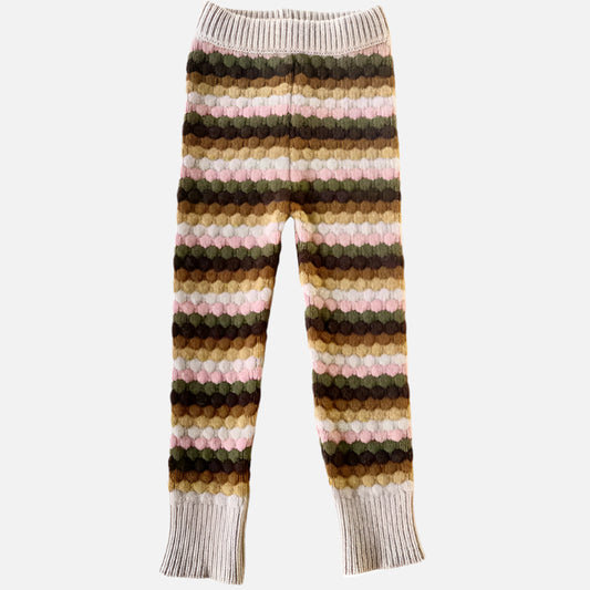 Pantaloni Bubble Mabli Knits din lana merinos extrafina rib, Malt