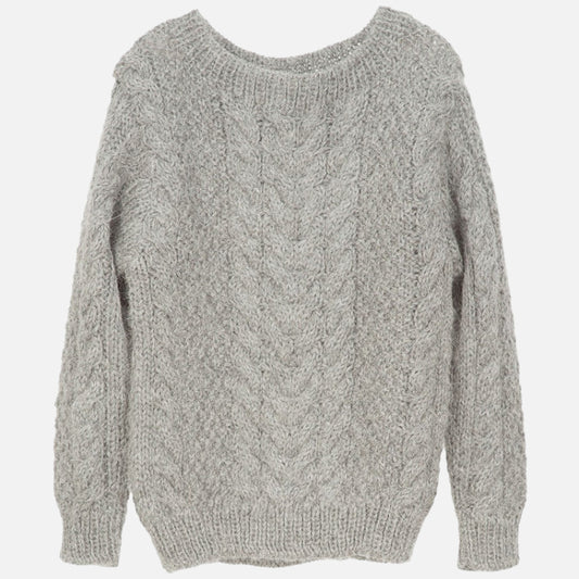 Pulover copii oversize tricotat din fir de lama, Culoare Gri