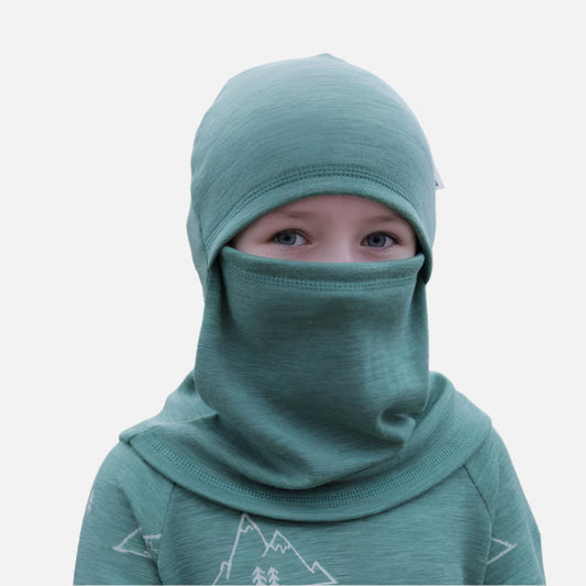 Cagula dublata tip Ninja din 100% lana merinos , Verde