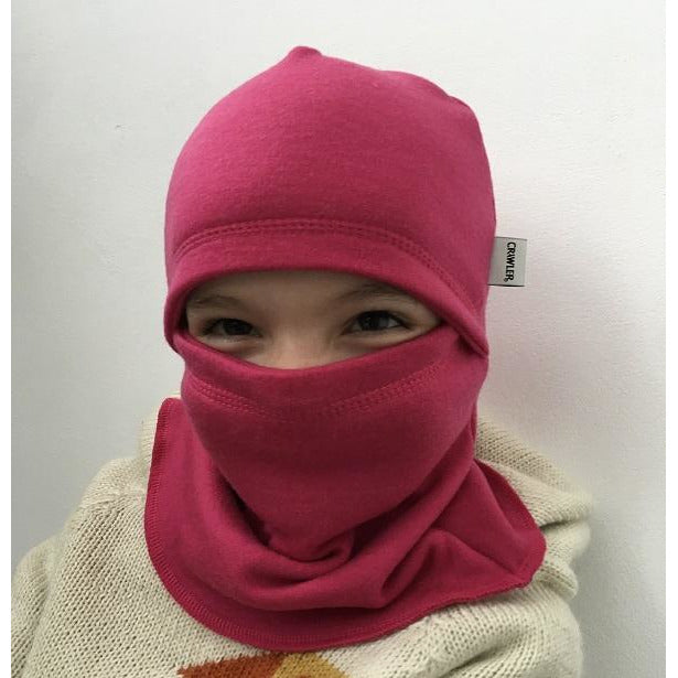 Cagula dublata tip Ninja din 100% lana merinos, Pink