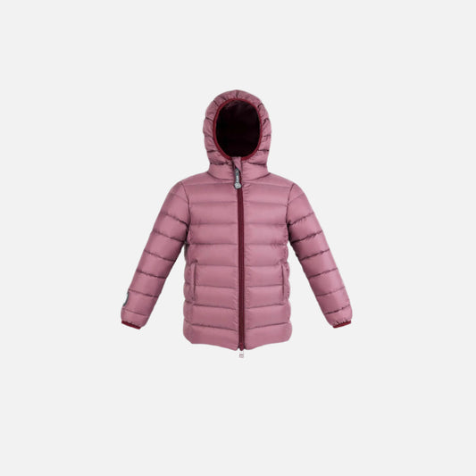 Geaca copii cu pene si puf natural, Fluff - Plum with Milk