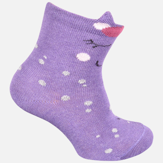 Sosete bebelusi si  copii Melton din bumbac, Unicorn - Light Grape