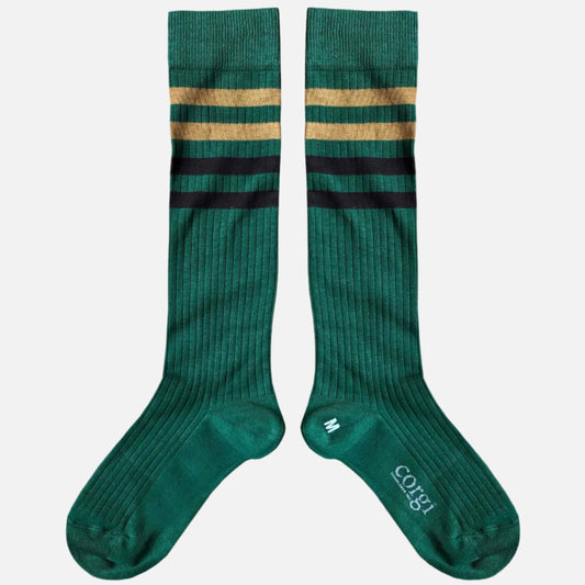 Sosete lungi Sgorio Mabli Knits din bumbac organic, Dark Jade