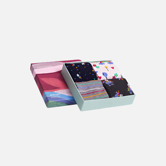 Set 4 perechi de sosete Thought pentru fete din bambus  - Luma Bamboo Unicorn