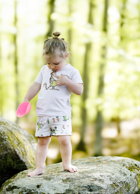 Set tricou si pantaloni scurti din bumbac organic, Pettson si Findus/ Bej