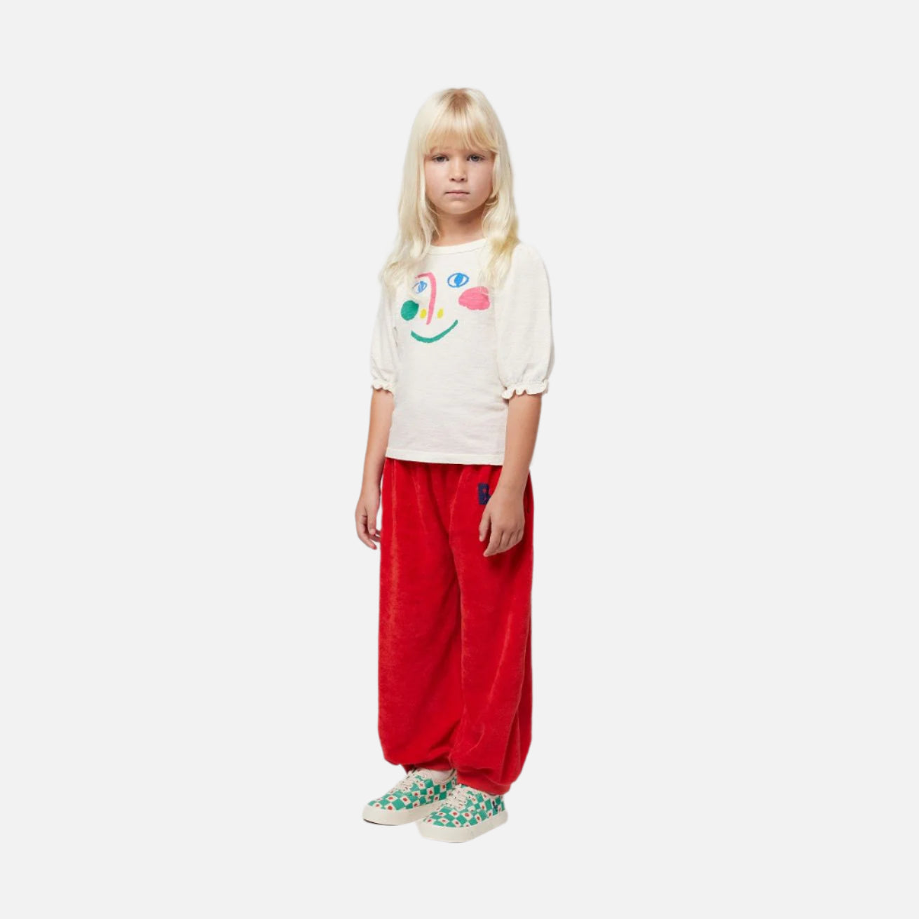 Tricou copii din bumbac organic, Alb/Zambet