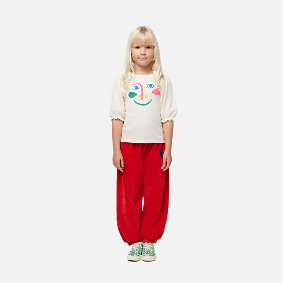 Tricou copii din bumbac organic, Alb/Zambet