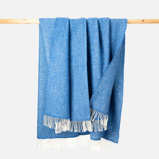 Patura din lana merinos si casmir, Sea Blue