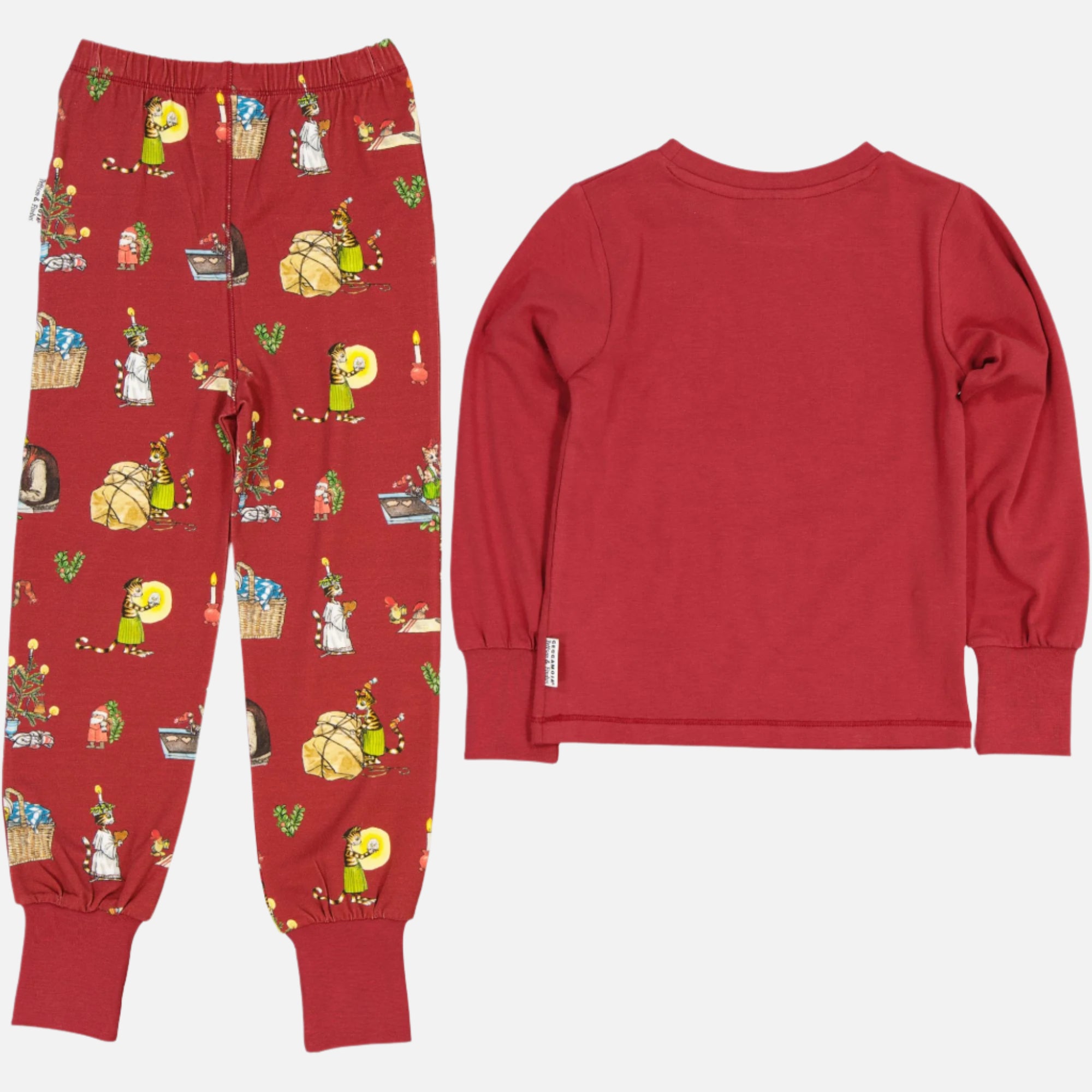 Pijama din bambus si bumbac organic, Pettson si Findus/Rosu