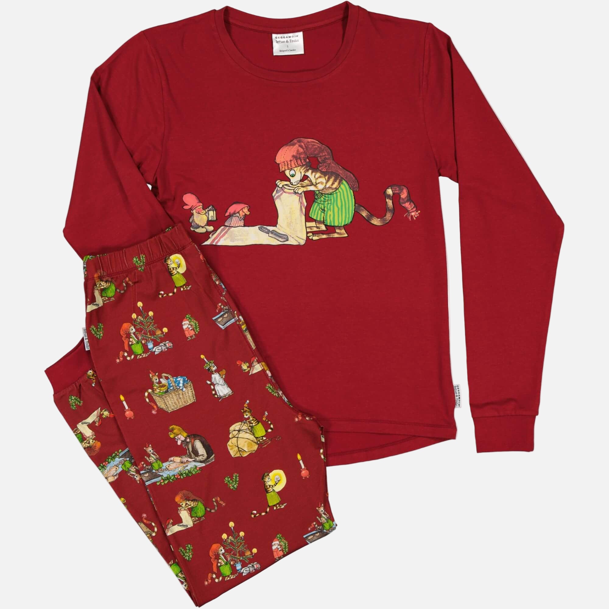 pijama-adulti-bumbac-organic-craciun-pettson-findus-galbenus