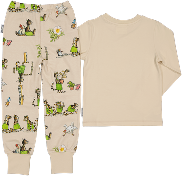 Pijama 2 piese din bumbac organic, Pettson si Findus/Bej