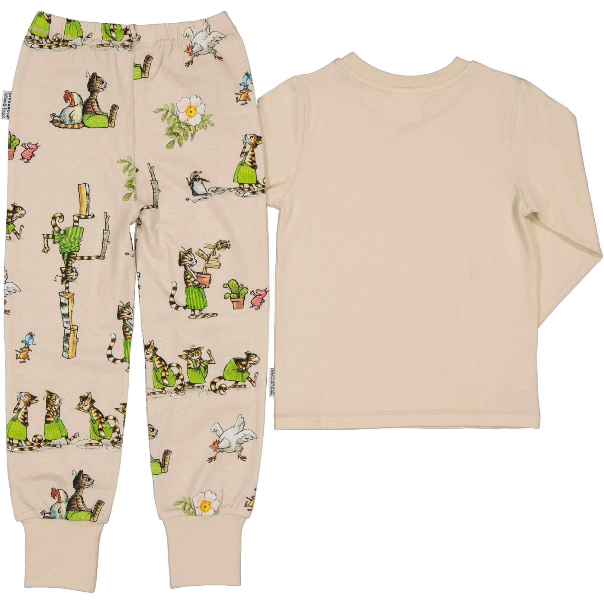 Pijama 2 piese din bumbac organic, Pettson si Findus/Bej