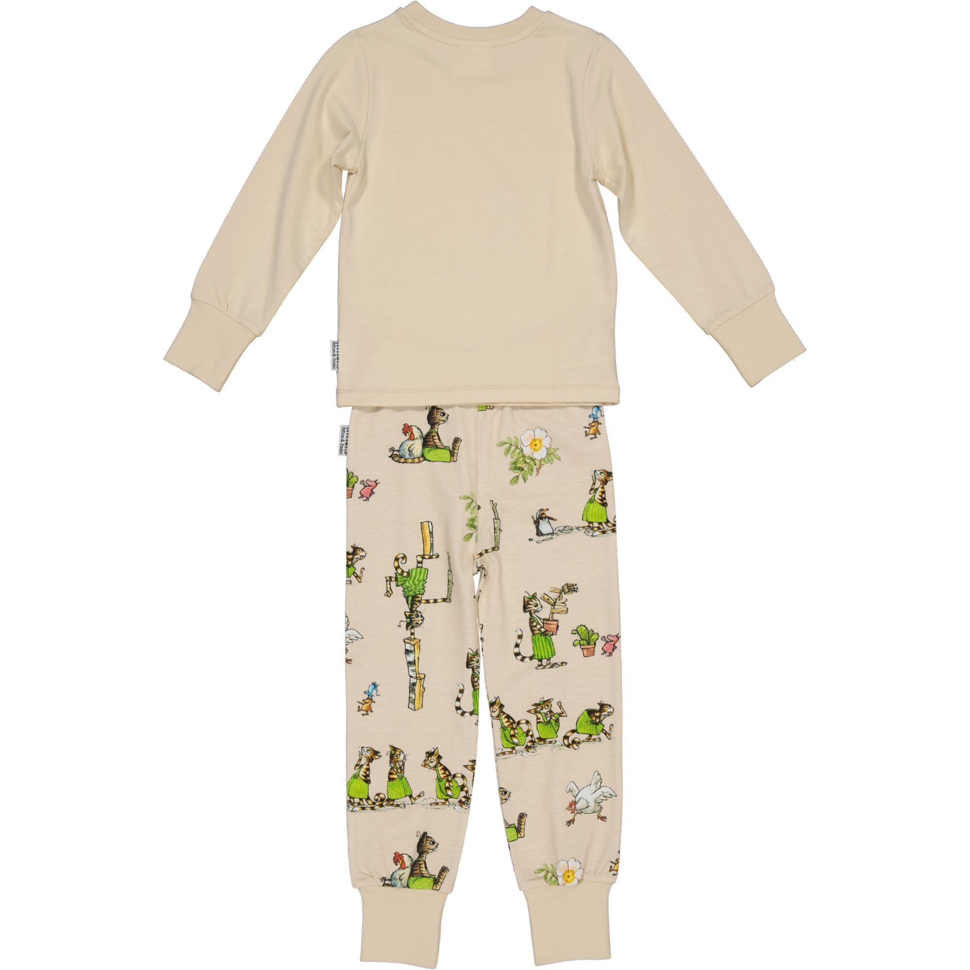 Pijama 2 piese din bumbac organic, Pettson si Findus/Bej
