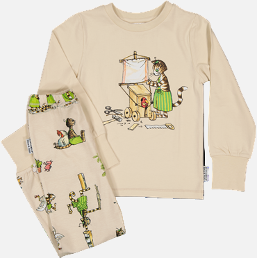 pijama-bumbac-organic-pettson-findus-geggamoja-copii-galbenus