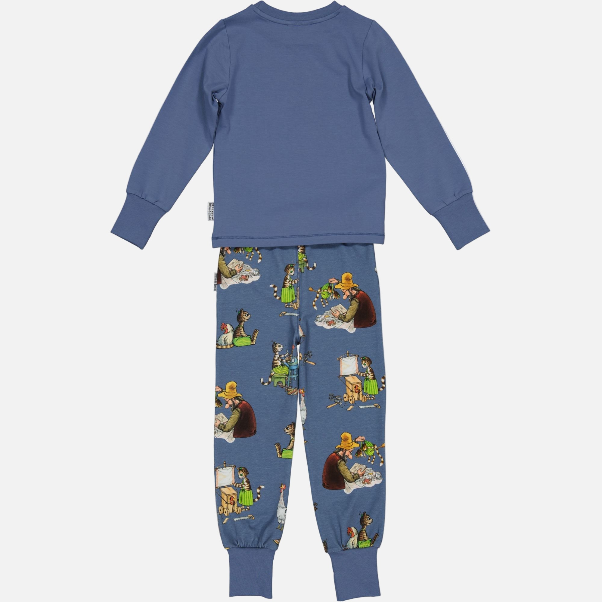 pijama-bumbac-organic-pettson-findus-geggamoja-copii-galbenus